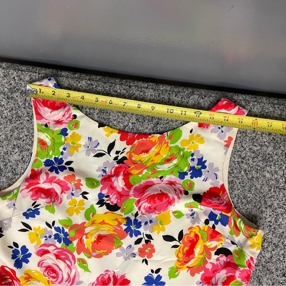 Betsey Johnson Cream Floral Dress with Pink Yellow & Blue Accents fit & flare 14 - Picture 8 of 16